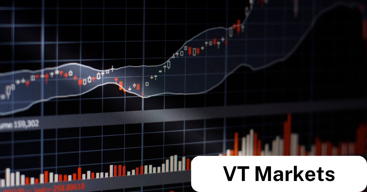 Stock market graph with candlestick patterns and volume indicators, illustrating financial trends and analysis for indices trading on VT Markets.