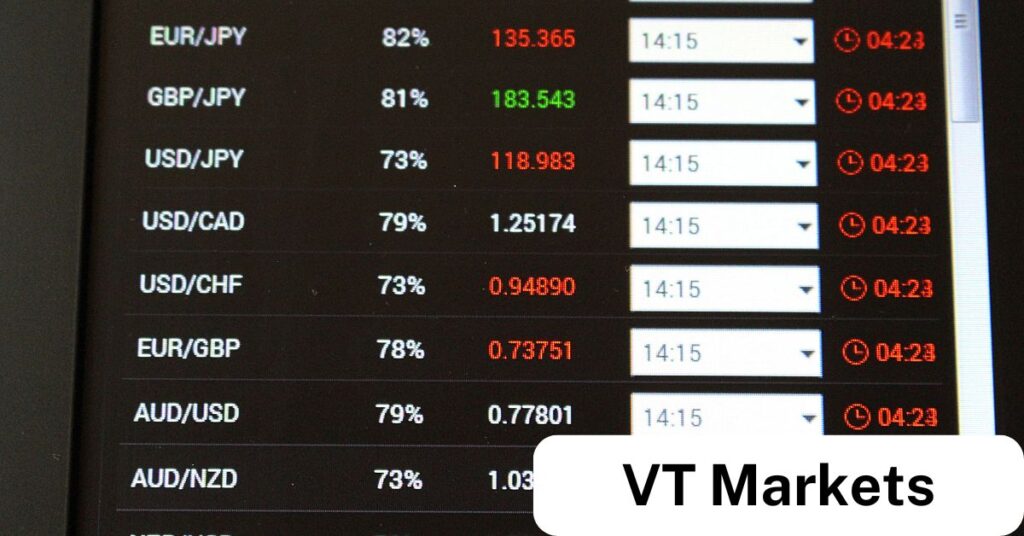 Forex trading dashboard displaying currency pairs, exchange rates, and trade percentages, symbolizing the dynamic opportunities in Forex trading with VT Markets.